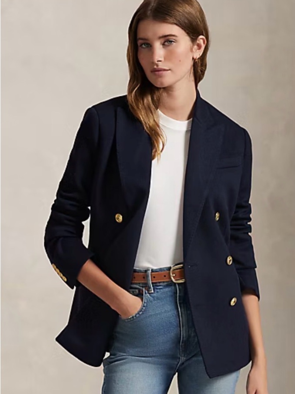 Polo Ralph Lauren Double-Breasted Park Avenue Navy Blue Knit Blazer NEW Sz 14 - Picture 2 of 9